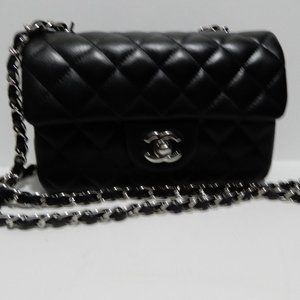 Chanel Mini Flap Black & Silver